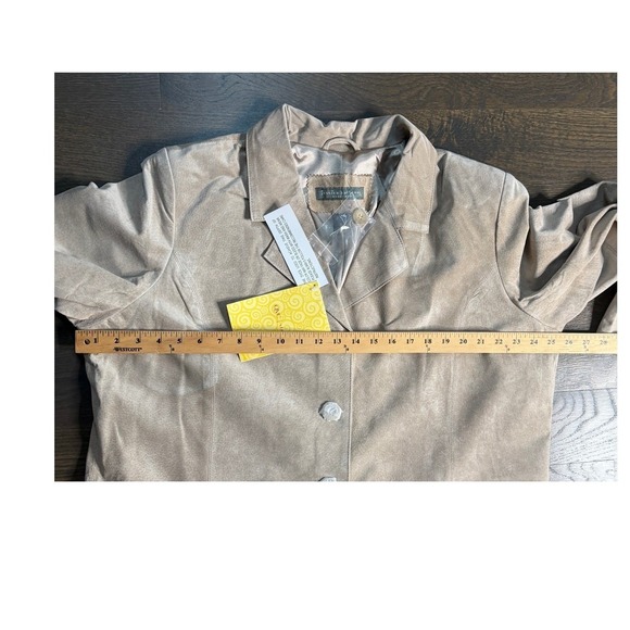 NWT Jessica Holbrook Genuine Leather Suede Blazer Jacket 1X Beige - Picture 11 of 14